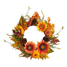 Shop For 24” Fall Sunflower, Pumpkin, Gourds, Pinecone and Berries Wreath