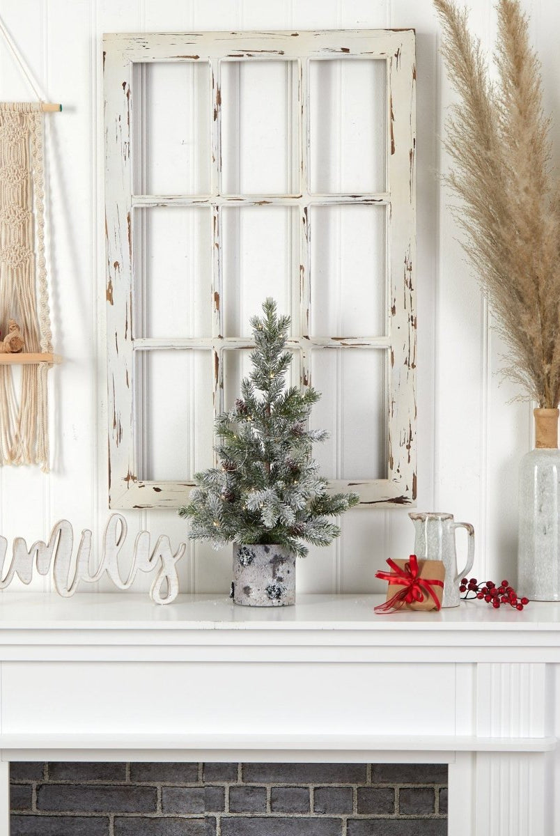 Shop For 24” Flocked Artificial Christmas Tree in Decorative Birch Bark Planter