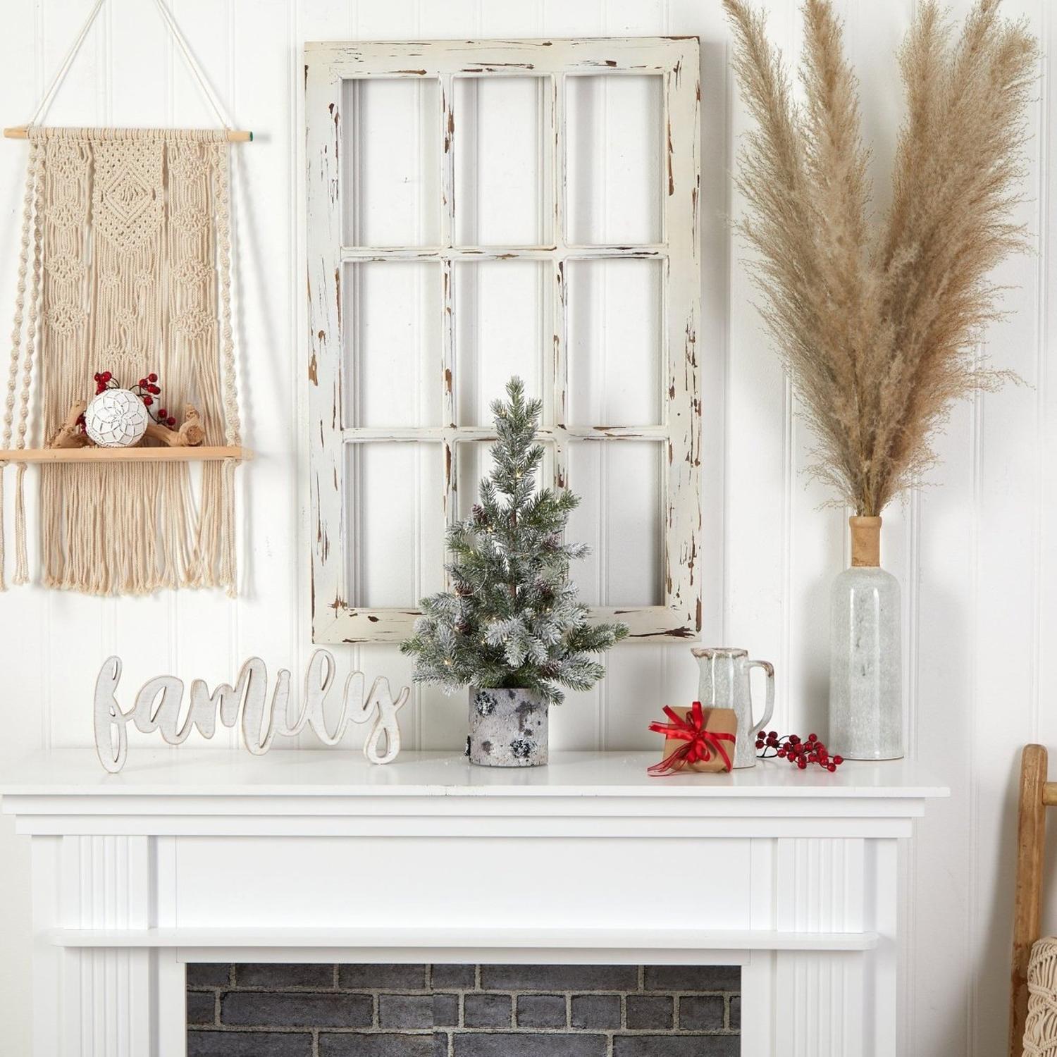 Shop For 24” Flocked Artificial Christmas Tree in Decorative Birch Bark Planter