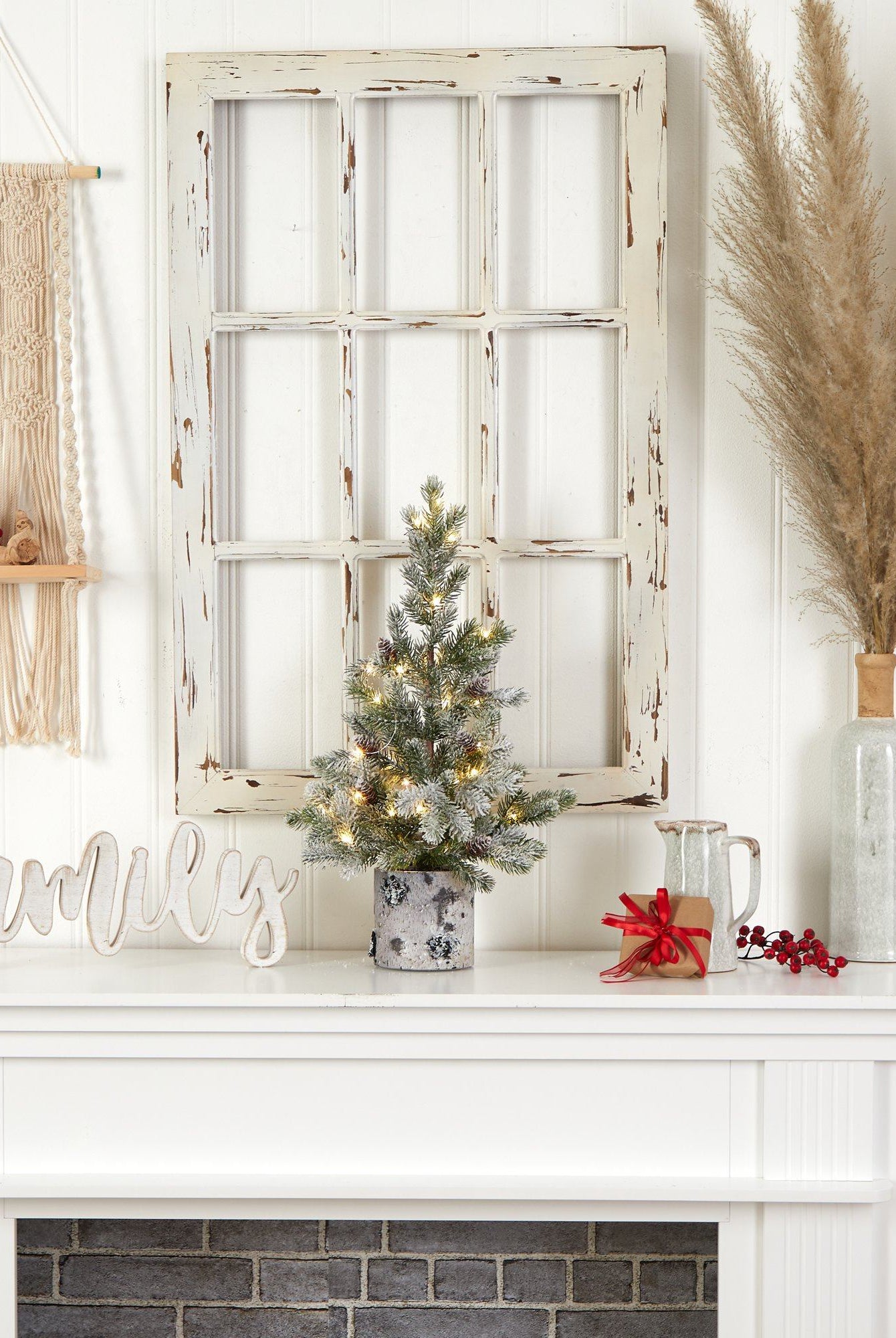 Shop For 24” Flocked Artificial Christmas Tree in Decorative Birch Bark Planter