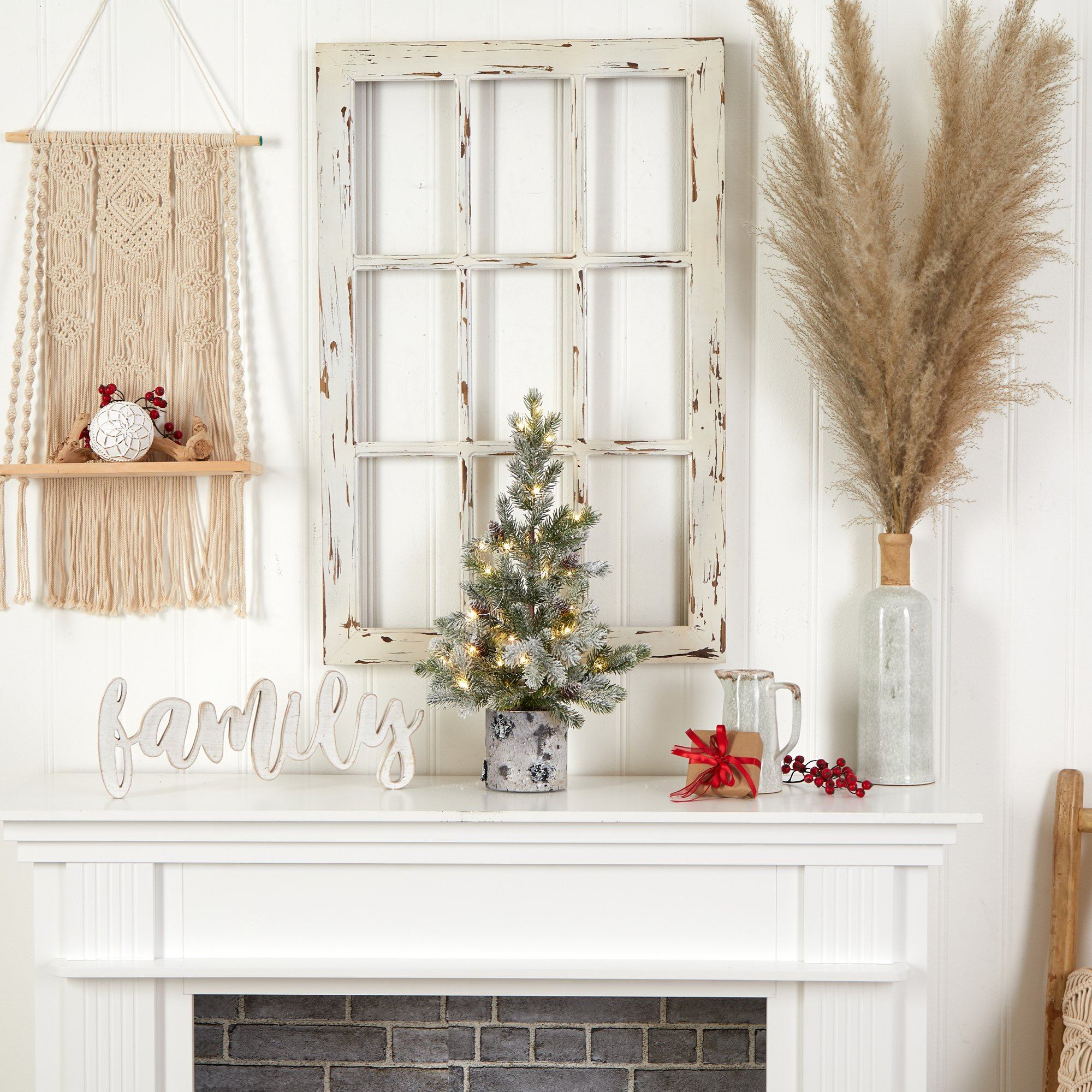 Shop For 24” Flocked Artificial Christmas Tree in Decorative Birch Bark Planter