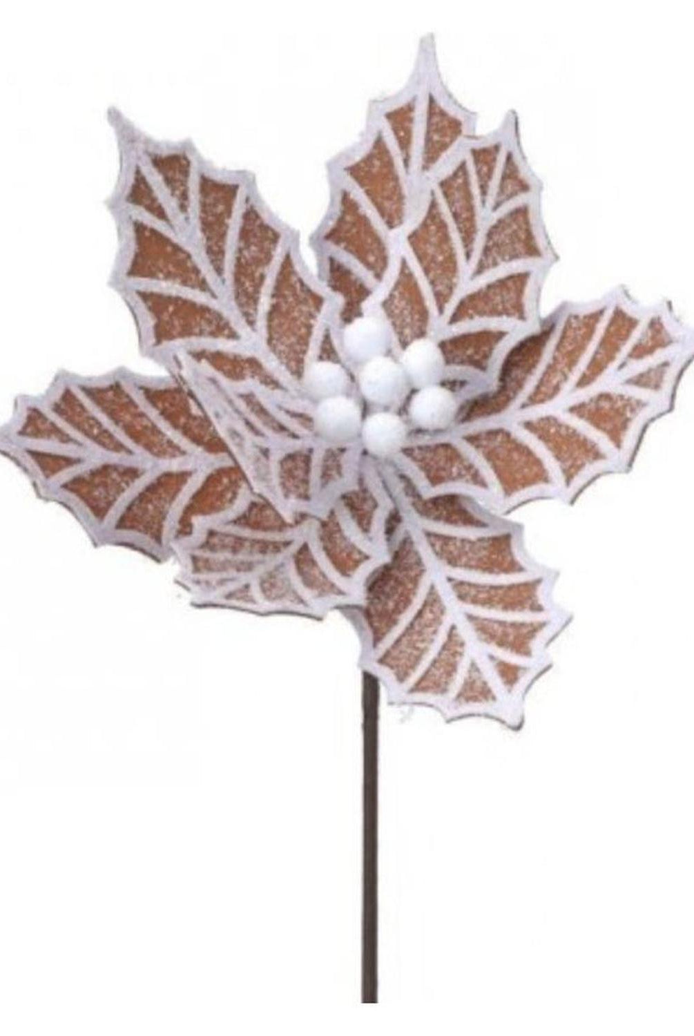 24” Gingerbread Poinsettia Stem