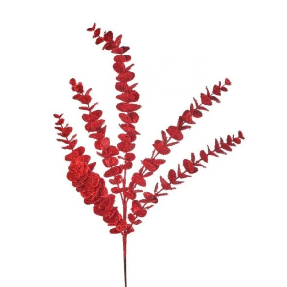 Shop For 24" Glitter Eucalyptus Leaf Spray: Red