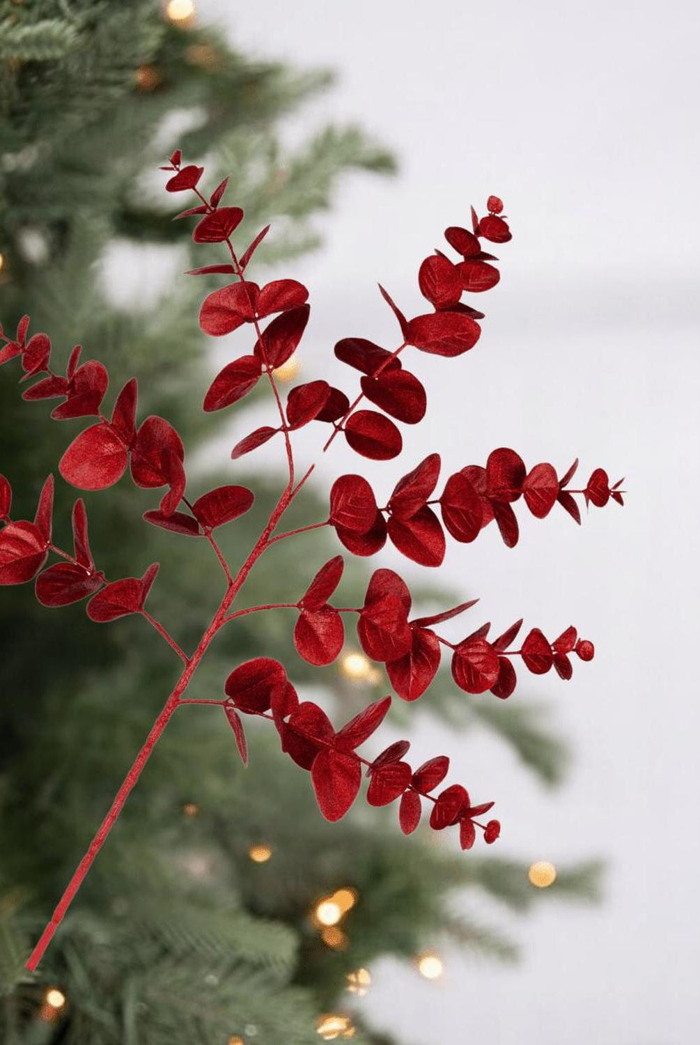 24" Glitter Eucalyptus Spray: Red