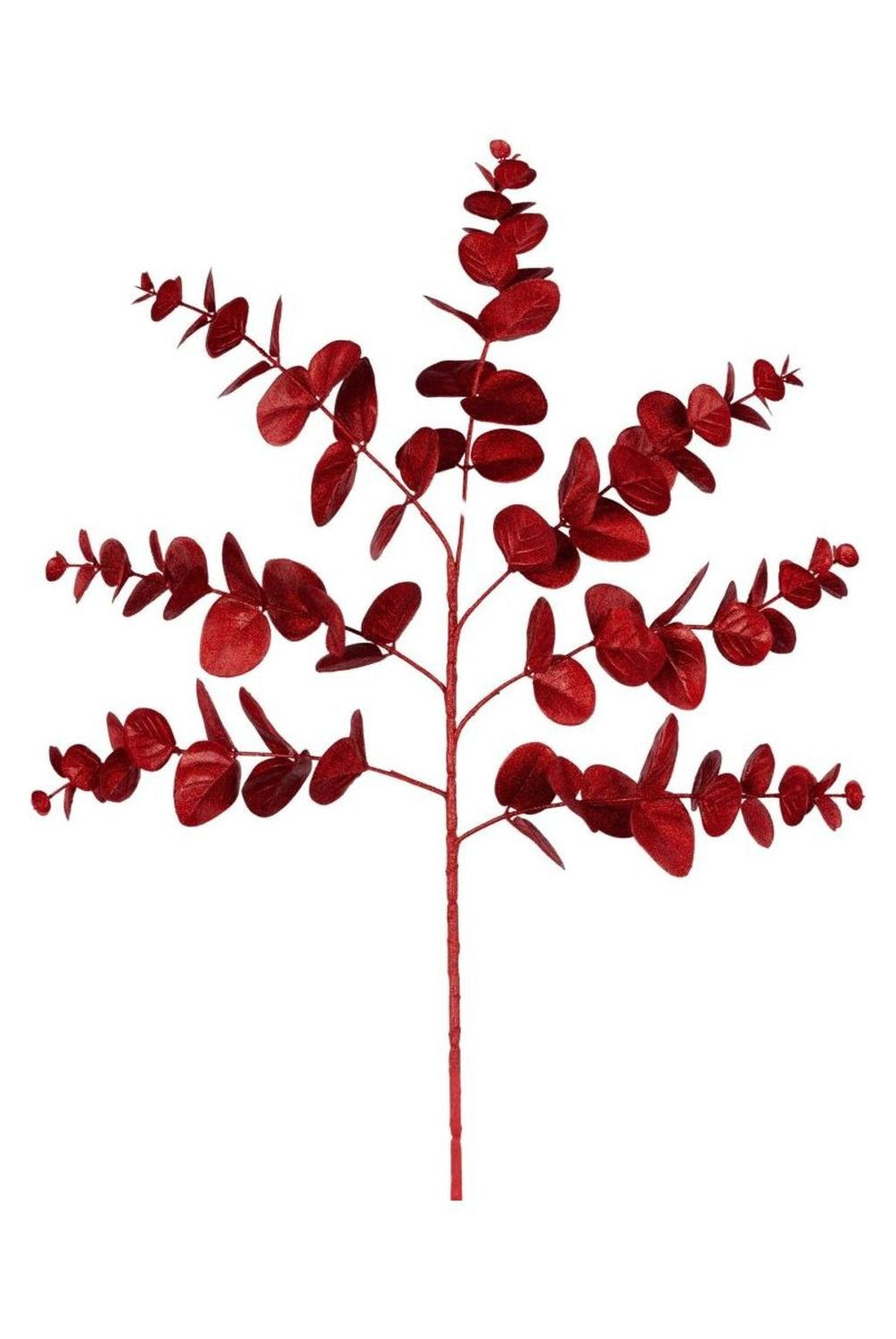 24" Glitter Eucalyptus Spray: Red