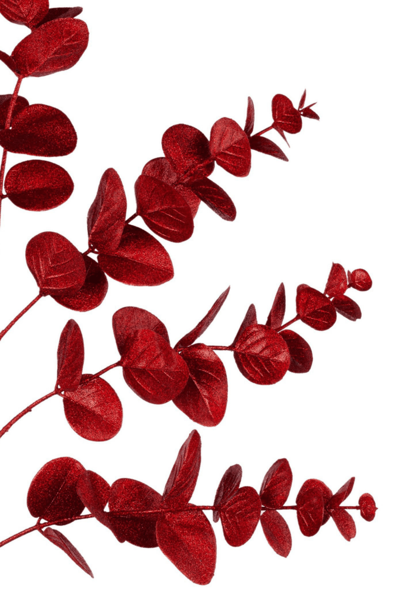 Shop For 24" Glitter Eucalyptus Spray: Red