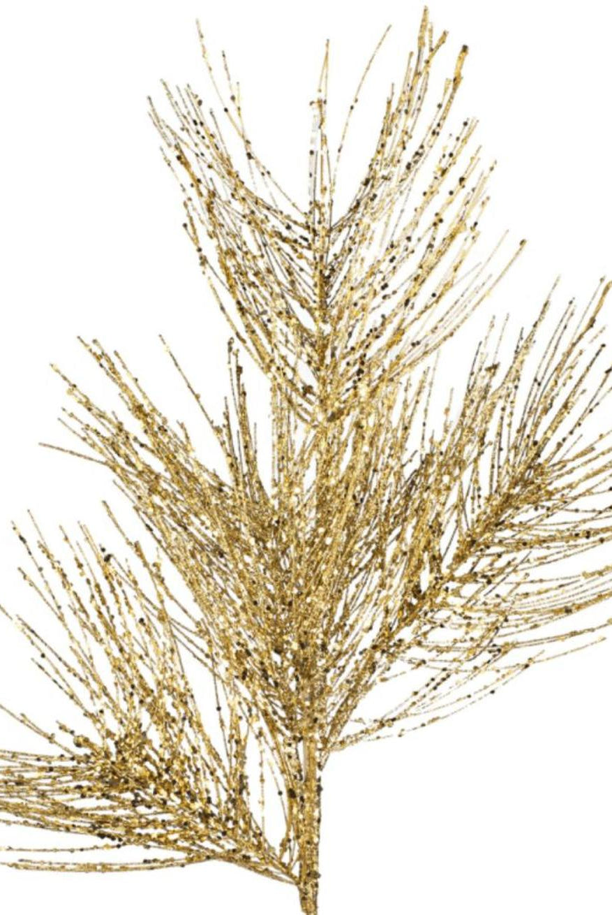 24" Glitter Pine Pick: Champagne