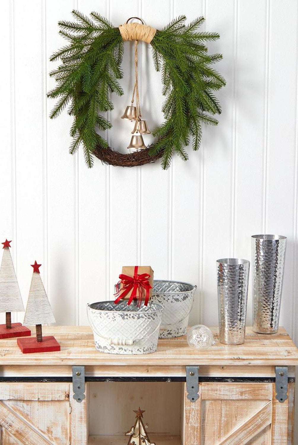 Shop For 24” Holiday Christmas Pine and Bells Wreath