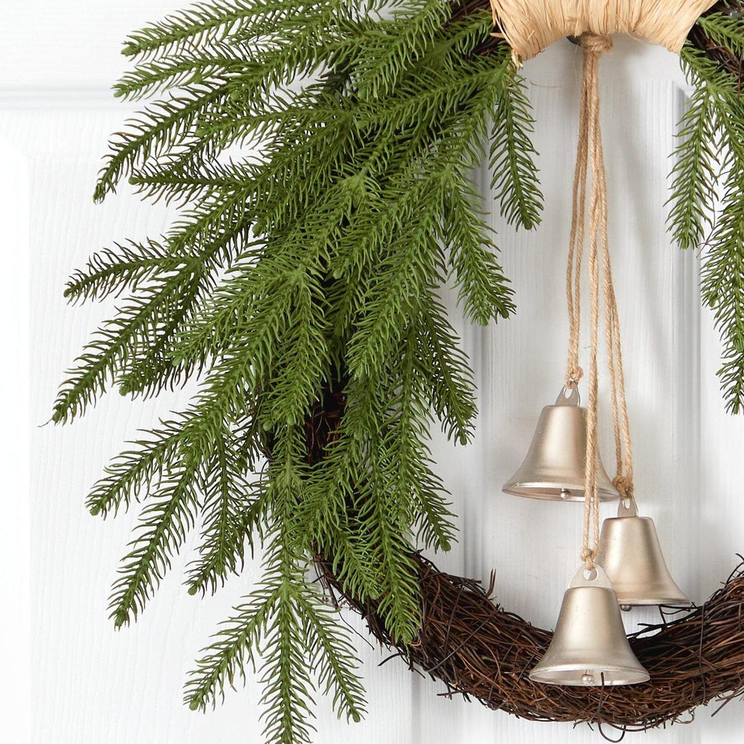 Shop For 24” Holiday Christmas Pine and Bells Wreath