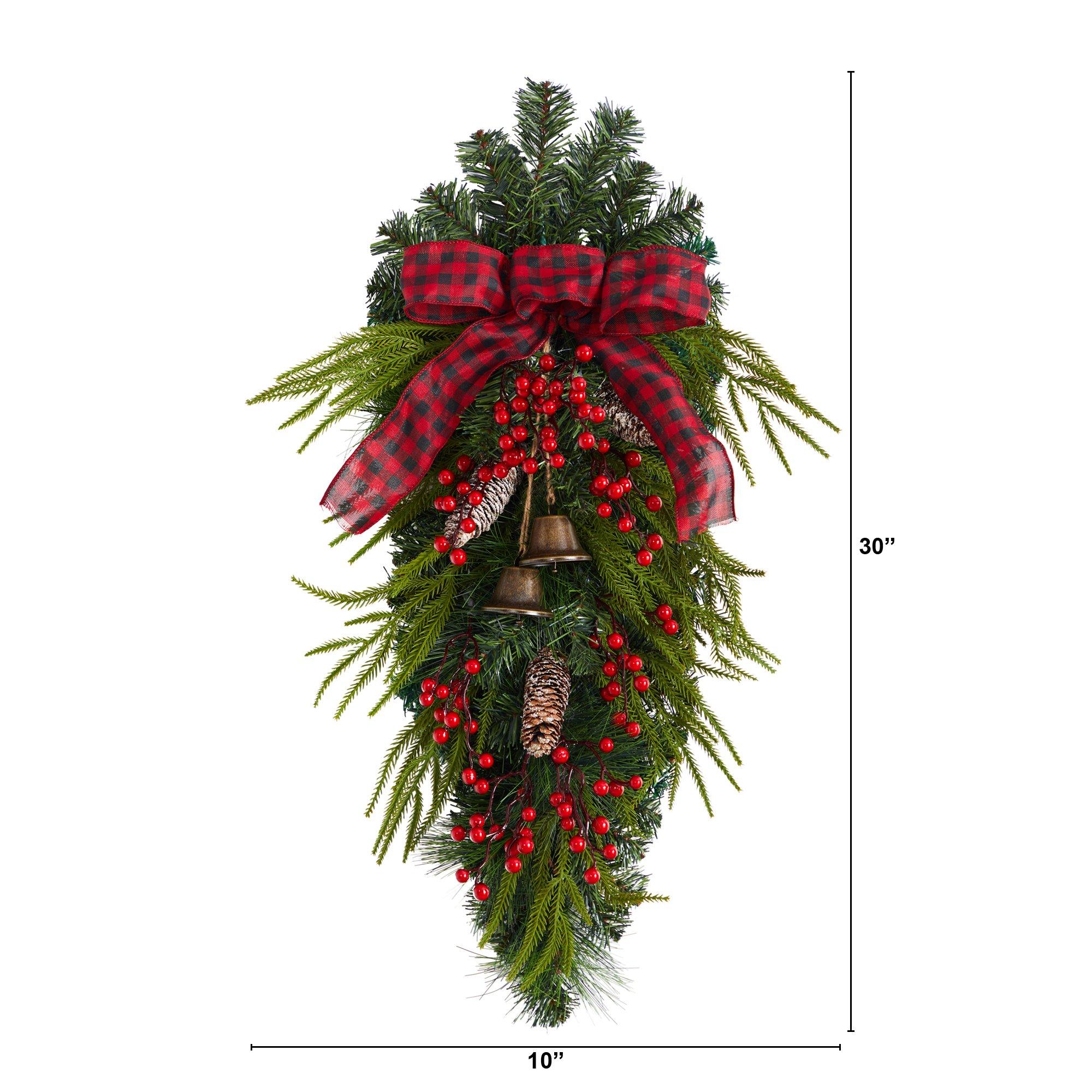 Shop For 24” Holiday Christmas Pine Cones, Berry and Bells Wreath