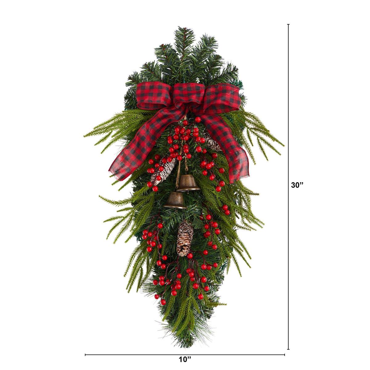 Shop For 24” Holiday Christmas Pine Cones, Berry and Bells Wreath