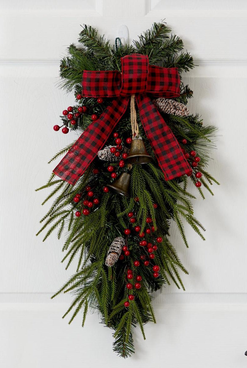 Shop For 24” Holiday Christmas Pine Cones, Berry and Bells Wreath