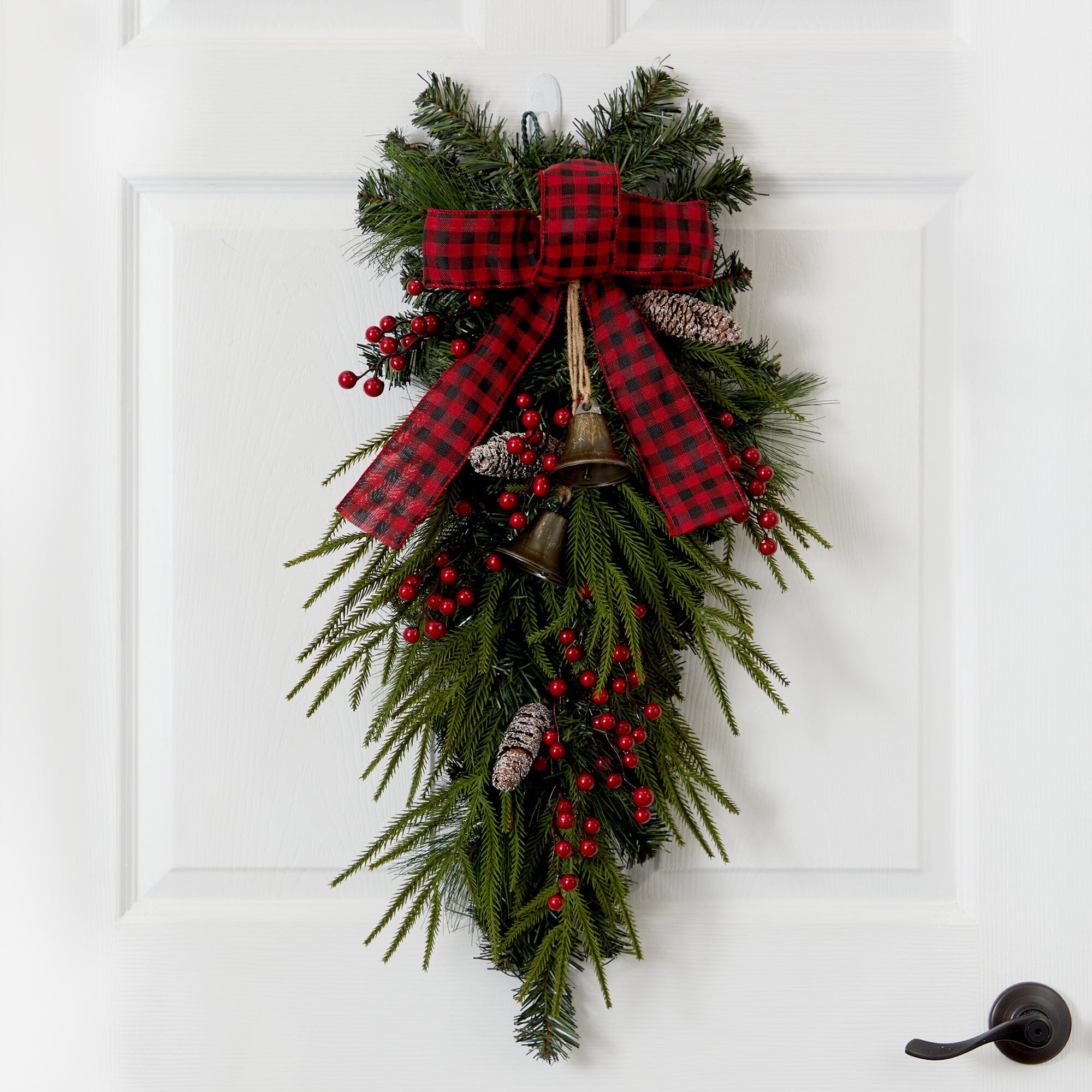 Shop For 24” Holiday Christmas Pine Cones, Berry and Bells Wreath