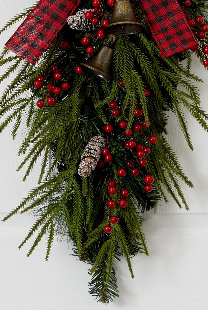 Shop For 24” Holiday Christmas Pine Cones, Berry and Bells Wreath