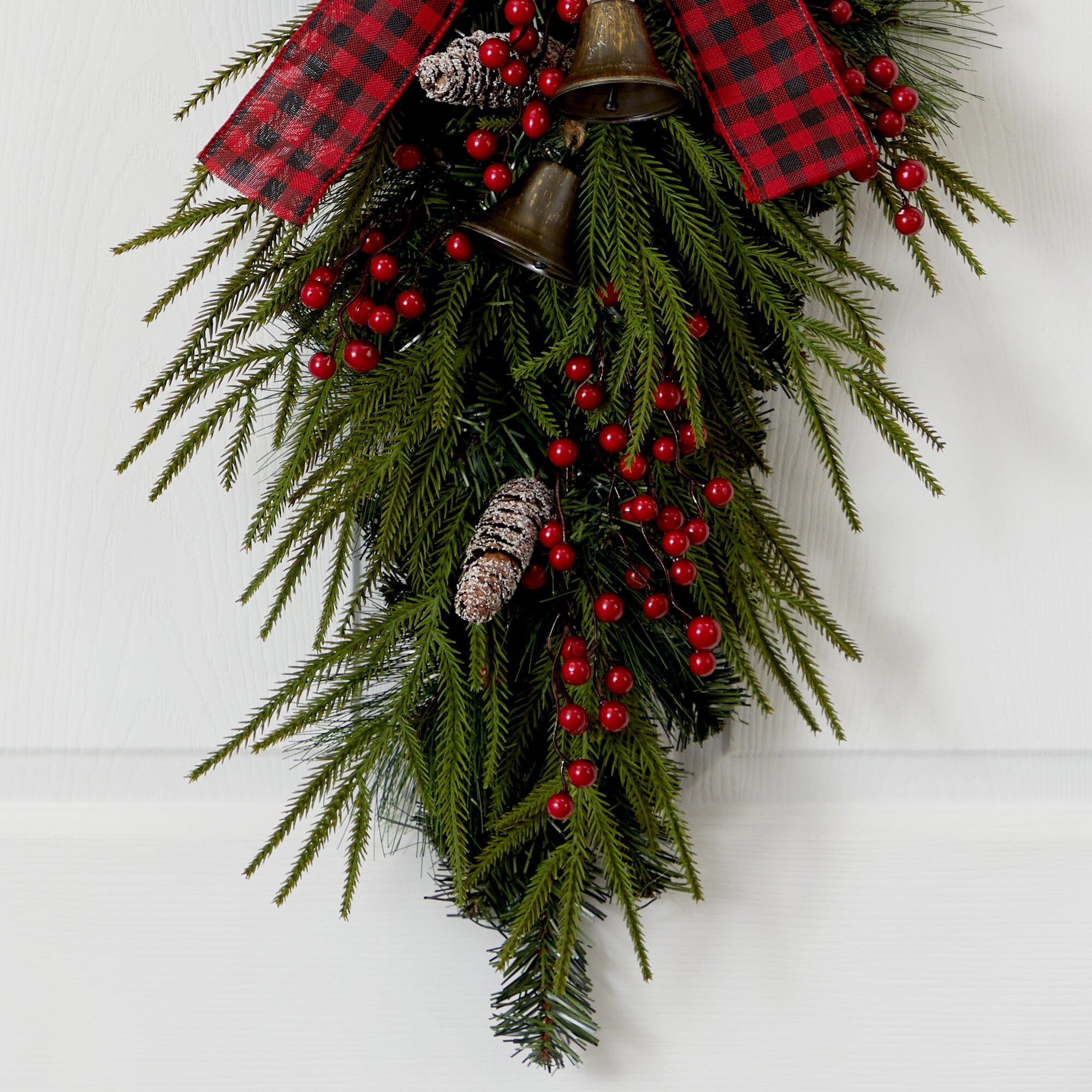 Shop For 24” Holiday Christmas Pine Cones, Berry and Bells Wreath