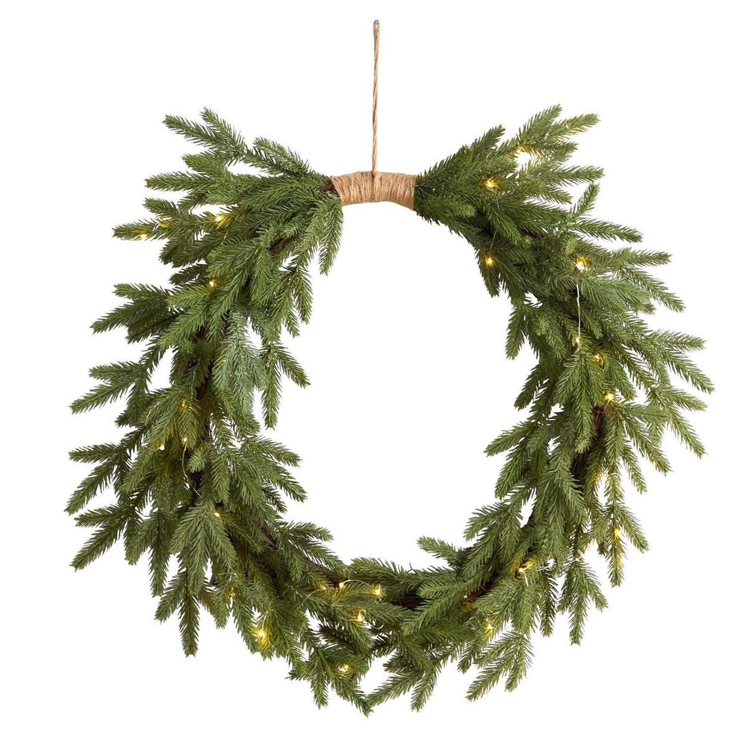 Shop For 24" Holiday Christmas Pre - Lit Cascading Pine Wreath