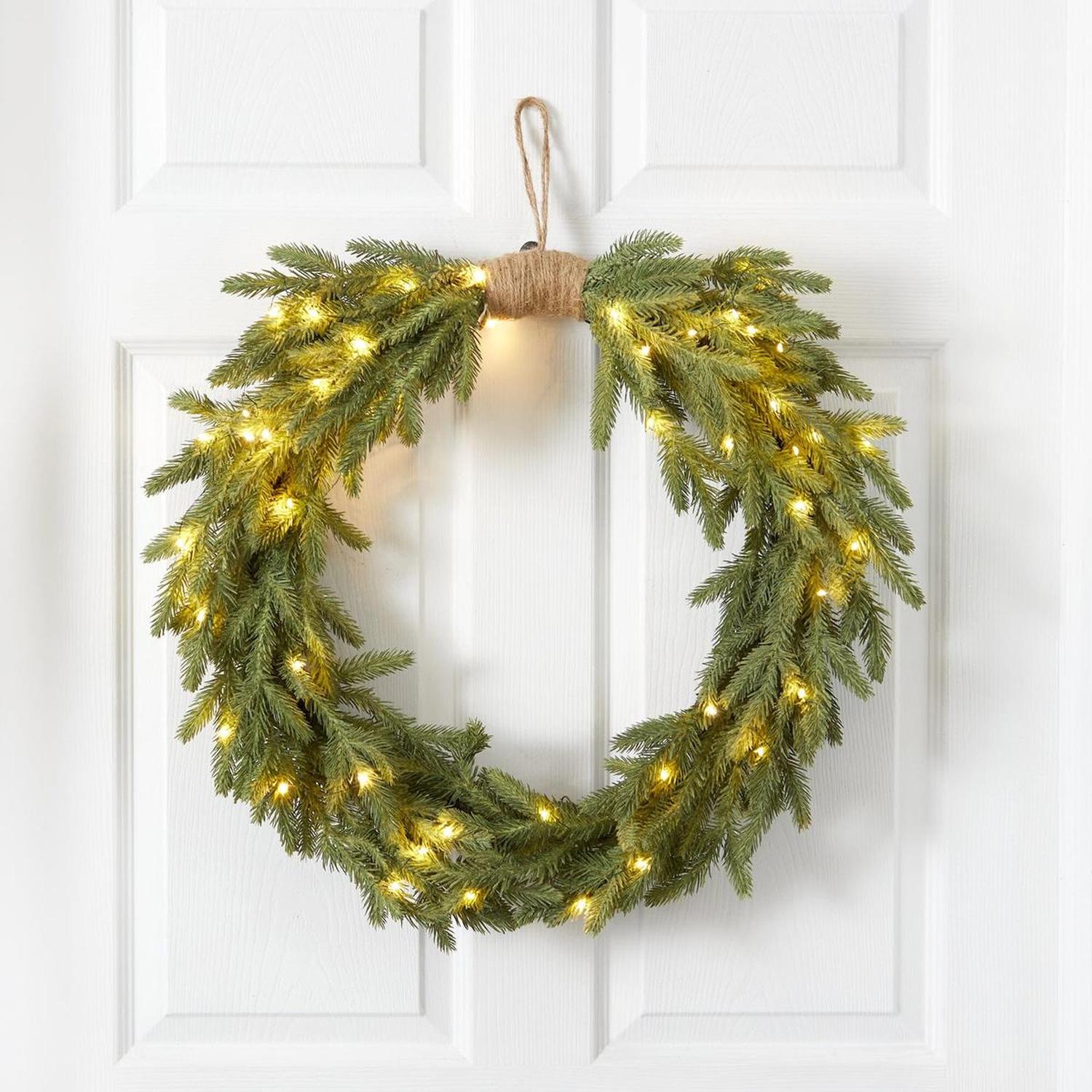 Shop For 24" Holiday Christmas Pre - Lit Cascading Pine Wreath