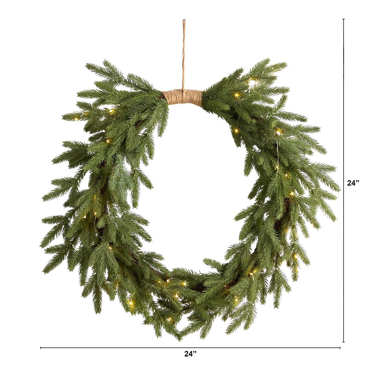 Shop For 24" Holiday Christmas Pre - Lit Cascading Pine Wreath