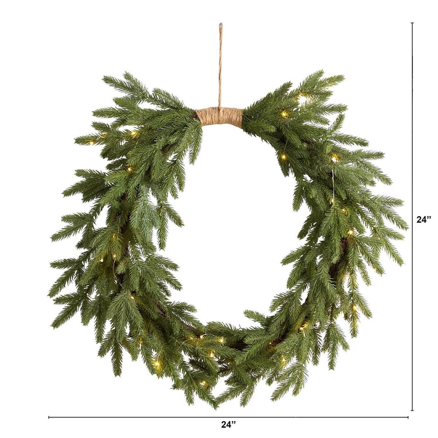 Shop For 24" Holiday Christmas Pre - Lit Cascading Pine Wreath