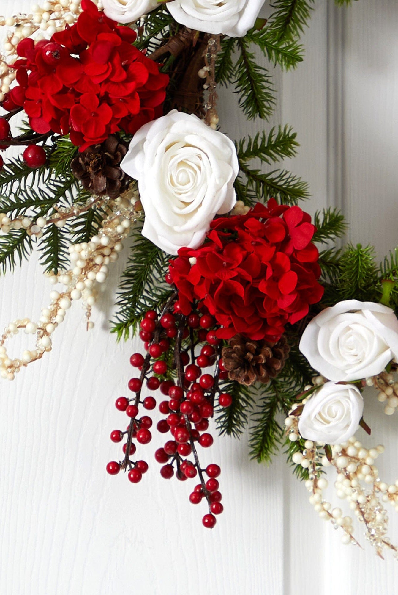 Shop For 24" Hydrangea w/White Roses Wreath