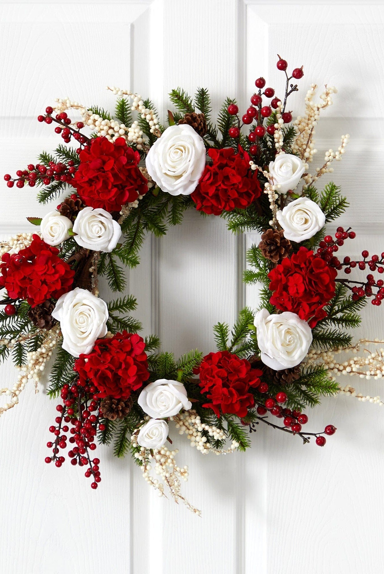 Shop For 24" Hydrangea w/White Roses Wreath