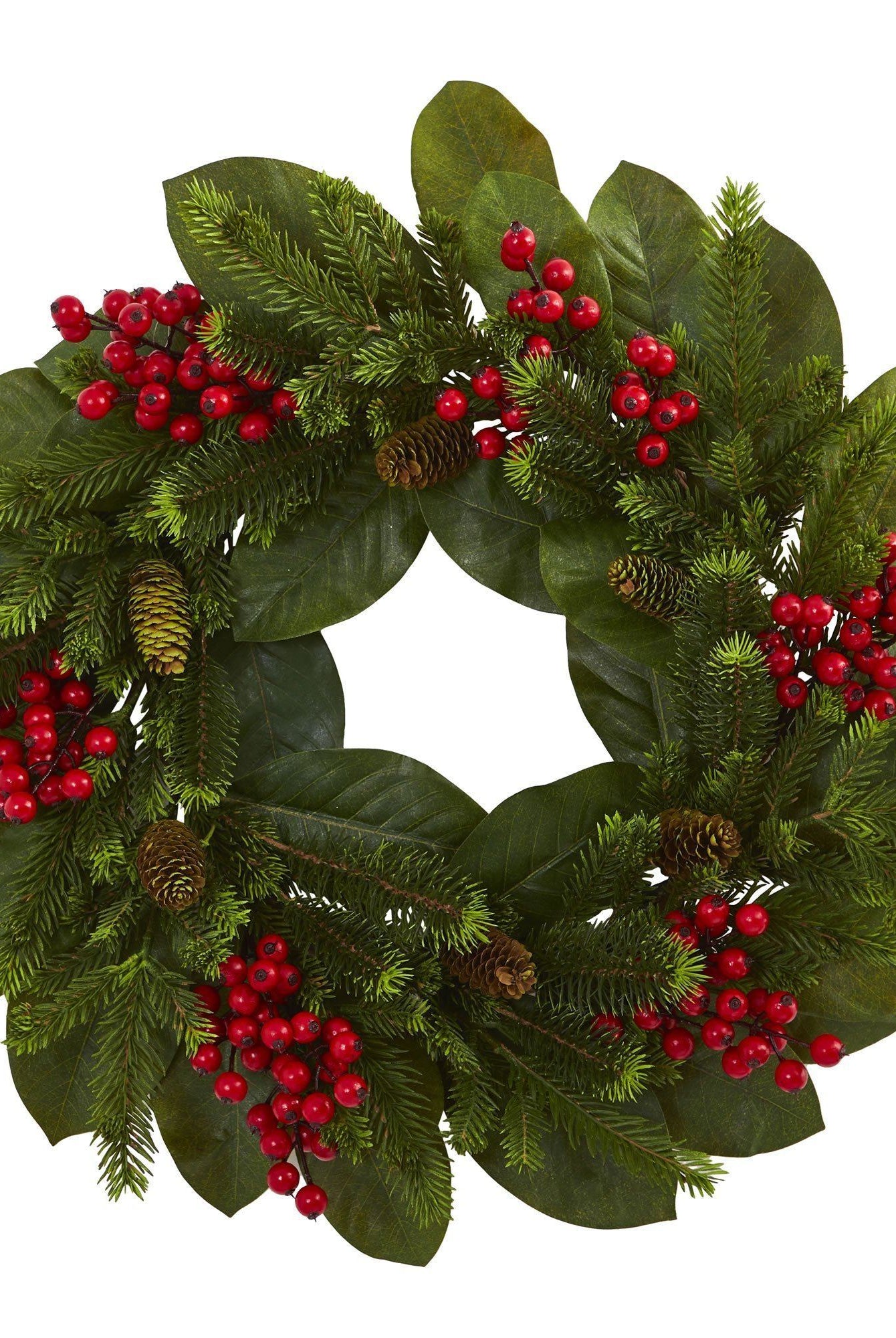 Shop For 24” Magnolia Leaf, Berry and Pine Artificial Wreath