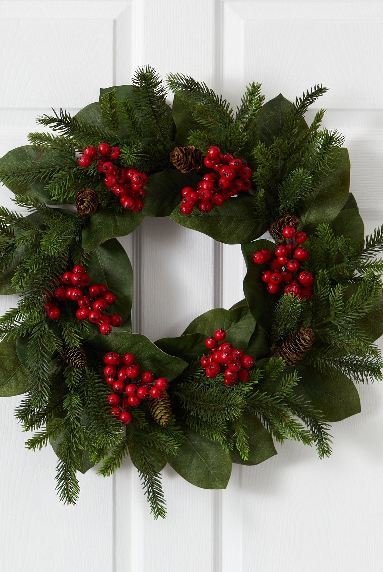 Shop For 24” Magnolia Leaf, Berry and Pine Artificial Wreath