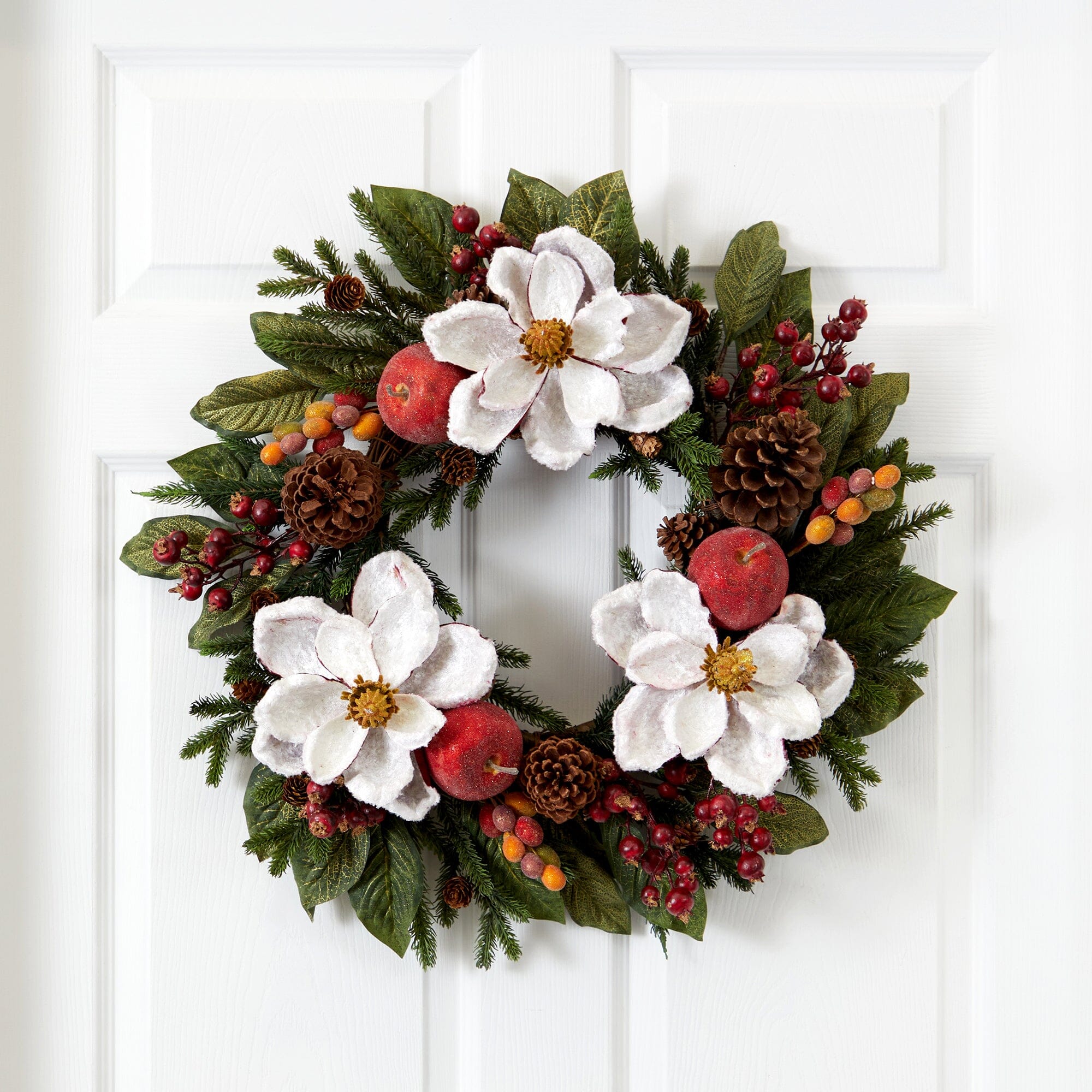 Shop For 24" Magnolia Pinecone & Berry Wreath
