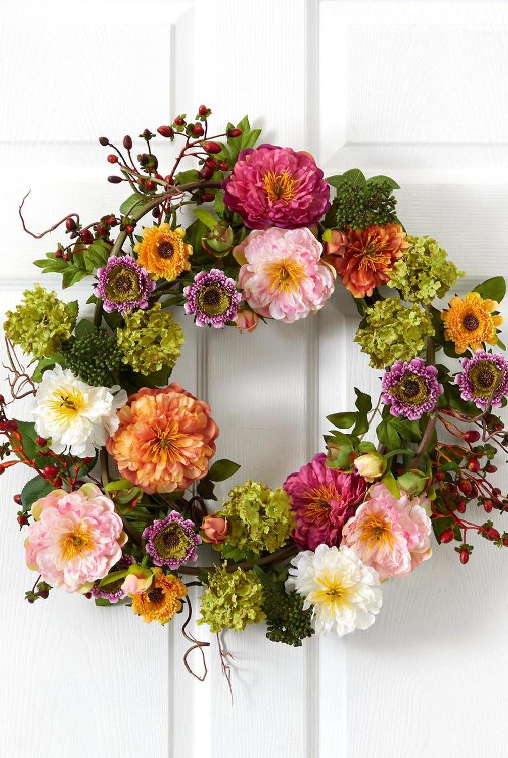 24" Mixed Peony Wreath