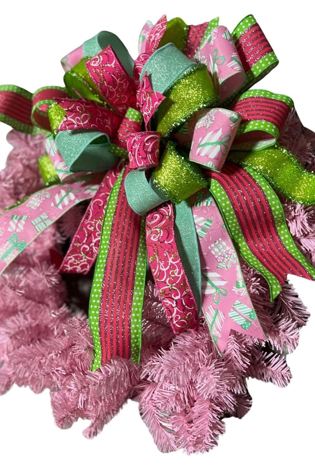 24" Pine Wreath With Bow: Pink