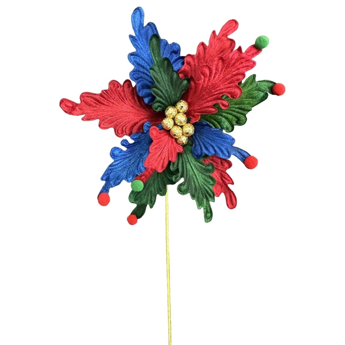 Shop For 24" Poinsettia Stem: Red, Blue & Green