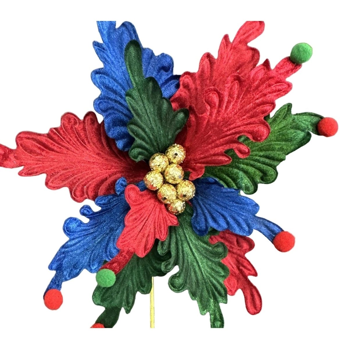Shop For 24" Poinsettia Stem: Red, Blue & Green