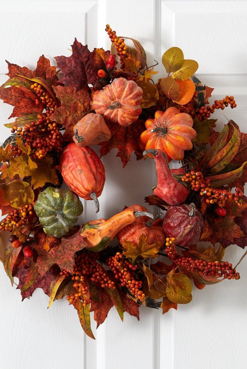 Shop For 24" Pumpkin & Berry Wreath