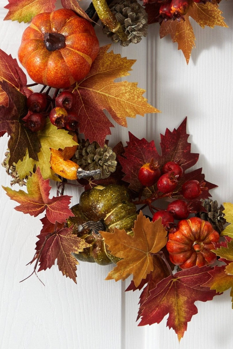 Shop For 24” Pumpkin, Gourd, Berry and Maple Leaf Wreath