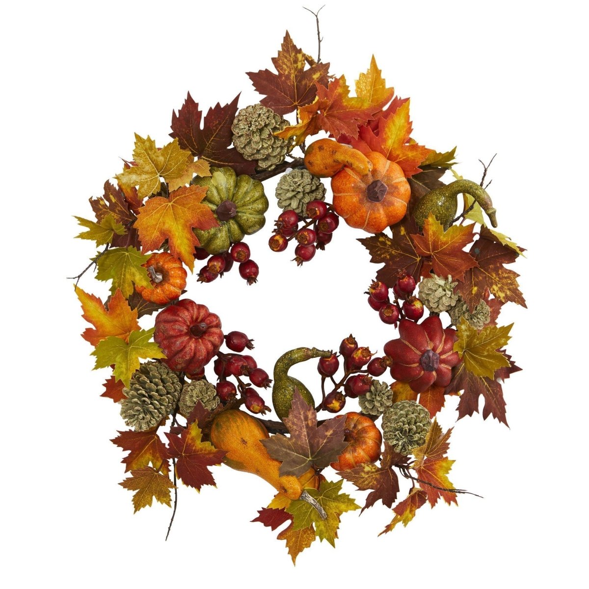 Shop For 24” Pumpkin, Gourd, Berry and Maple Leaf Wreath