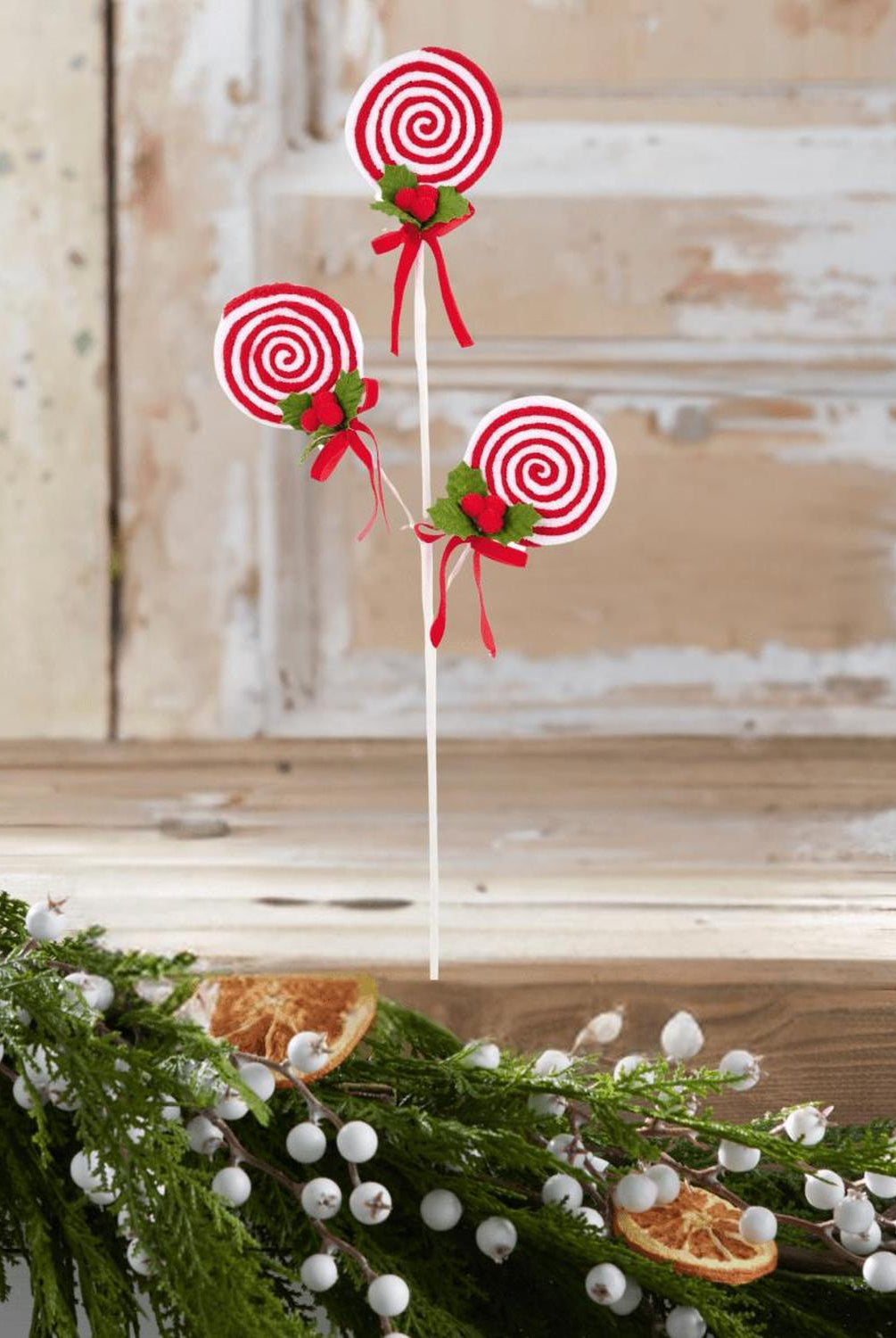 24" Red White Lollipop Bundle Spray