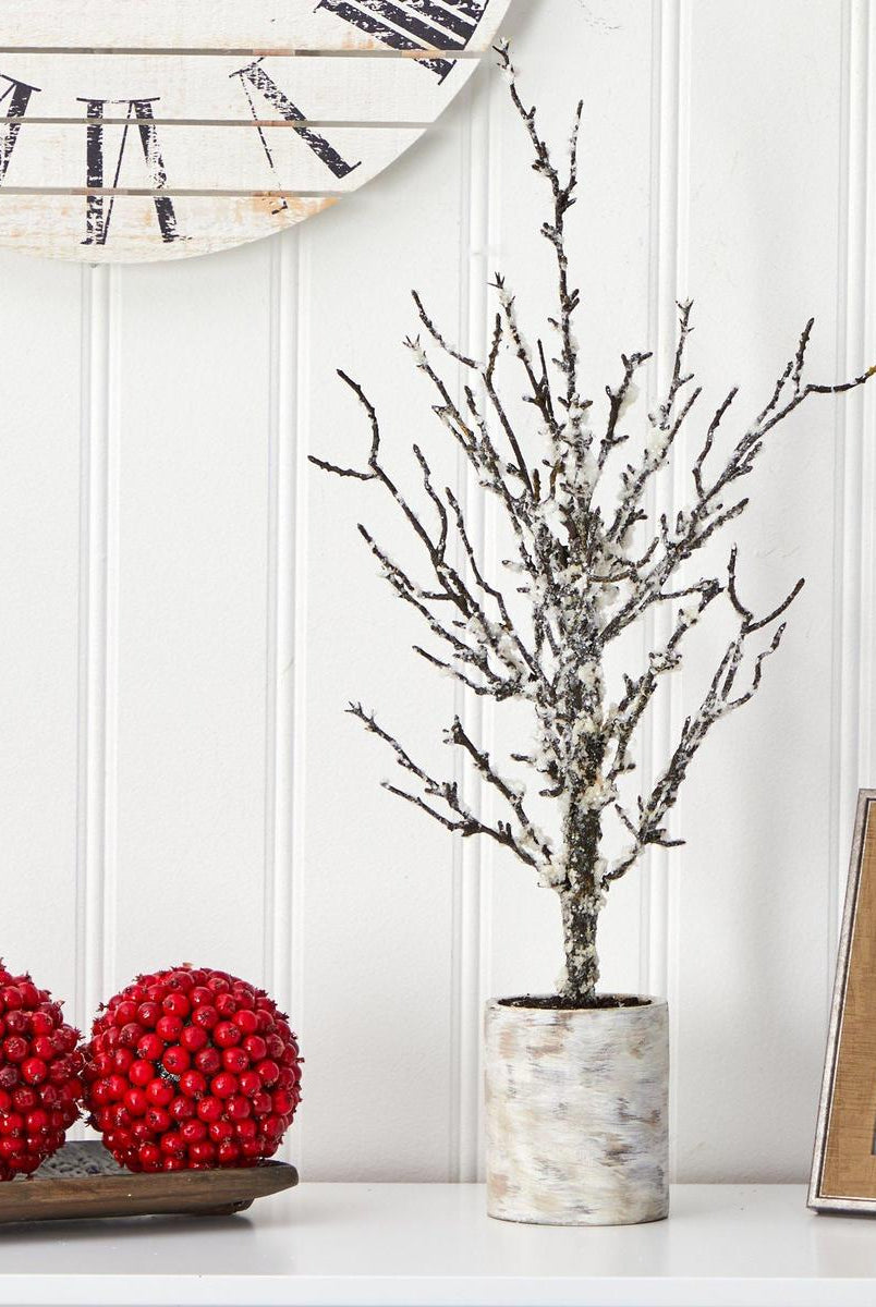 Shop For 24” Snowed Twig Artificial Christmas Tree in Decorative Planter
