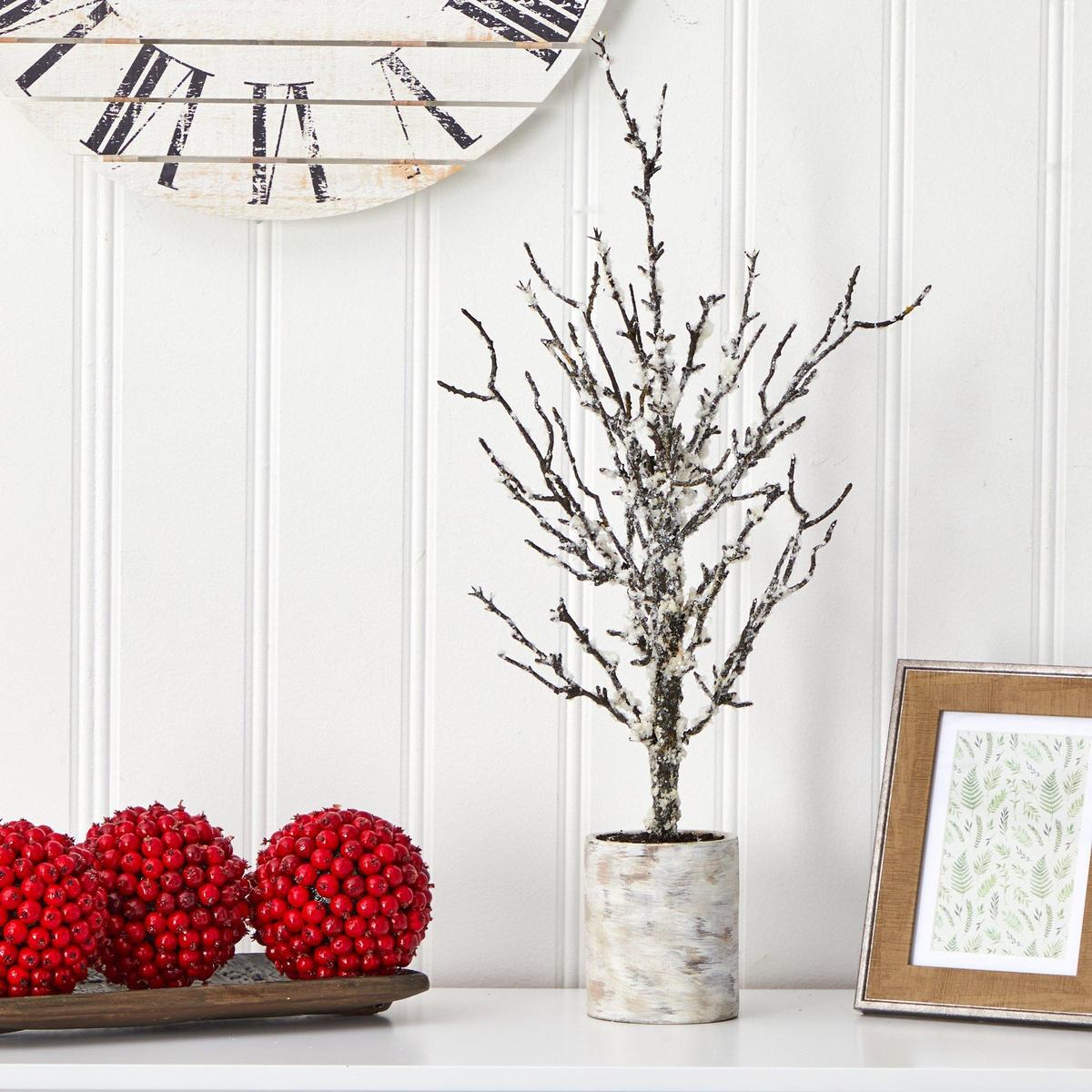 Shop For 24” Snowed Twig Artificial Christmas Tree in Decorative Planter