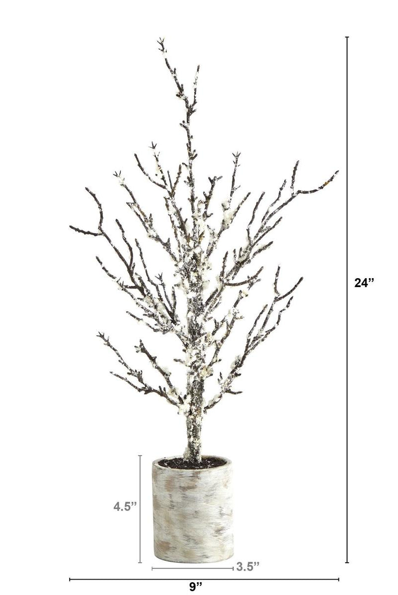 Shop For 24” Snowed Twig Artificial Christmas Tree in Decorative Planter