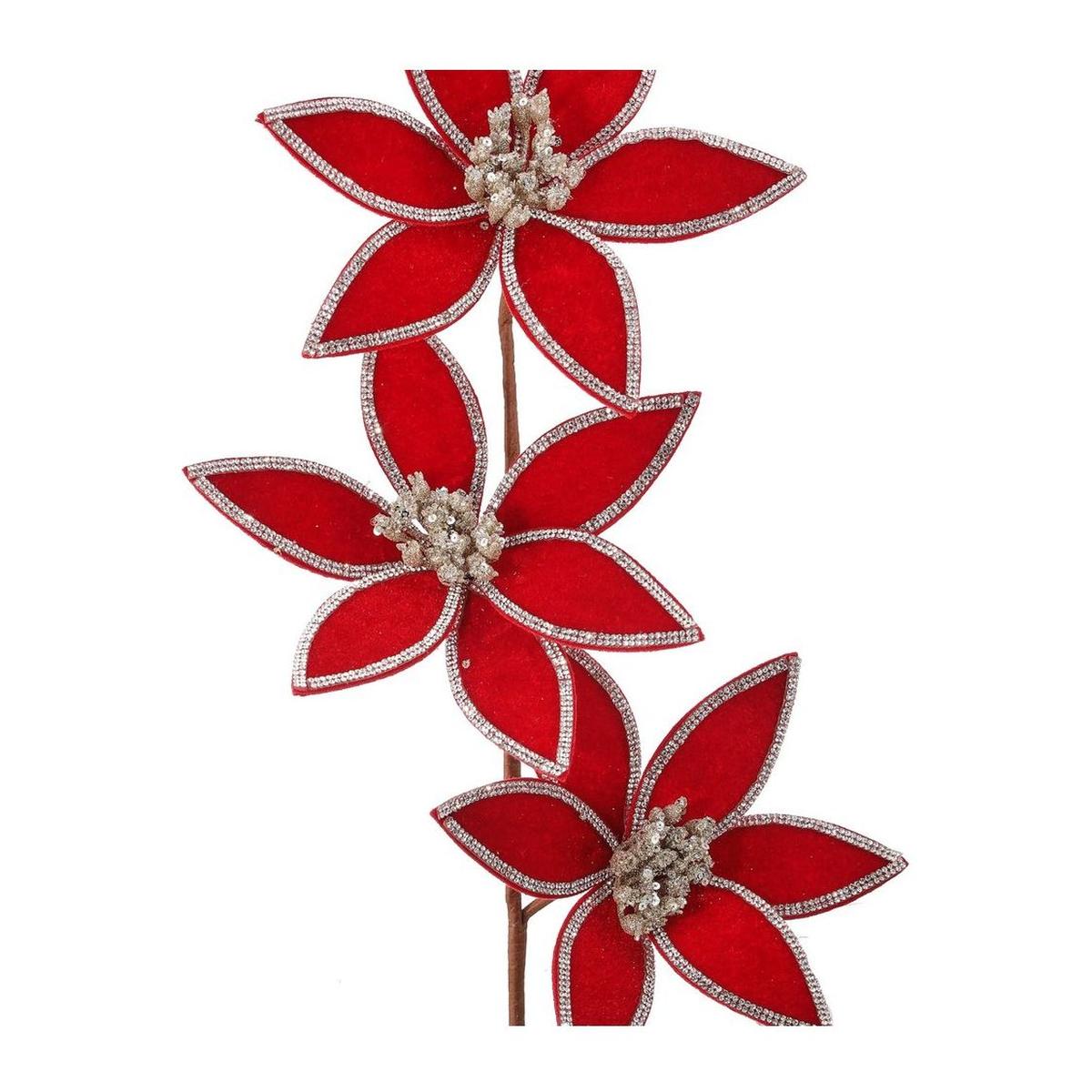 Shop For 24" Triple Velvet Jewel Poinsettia Stem: Red