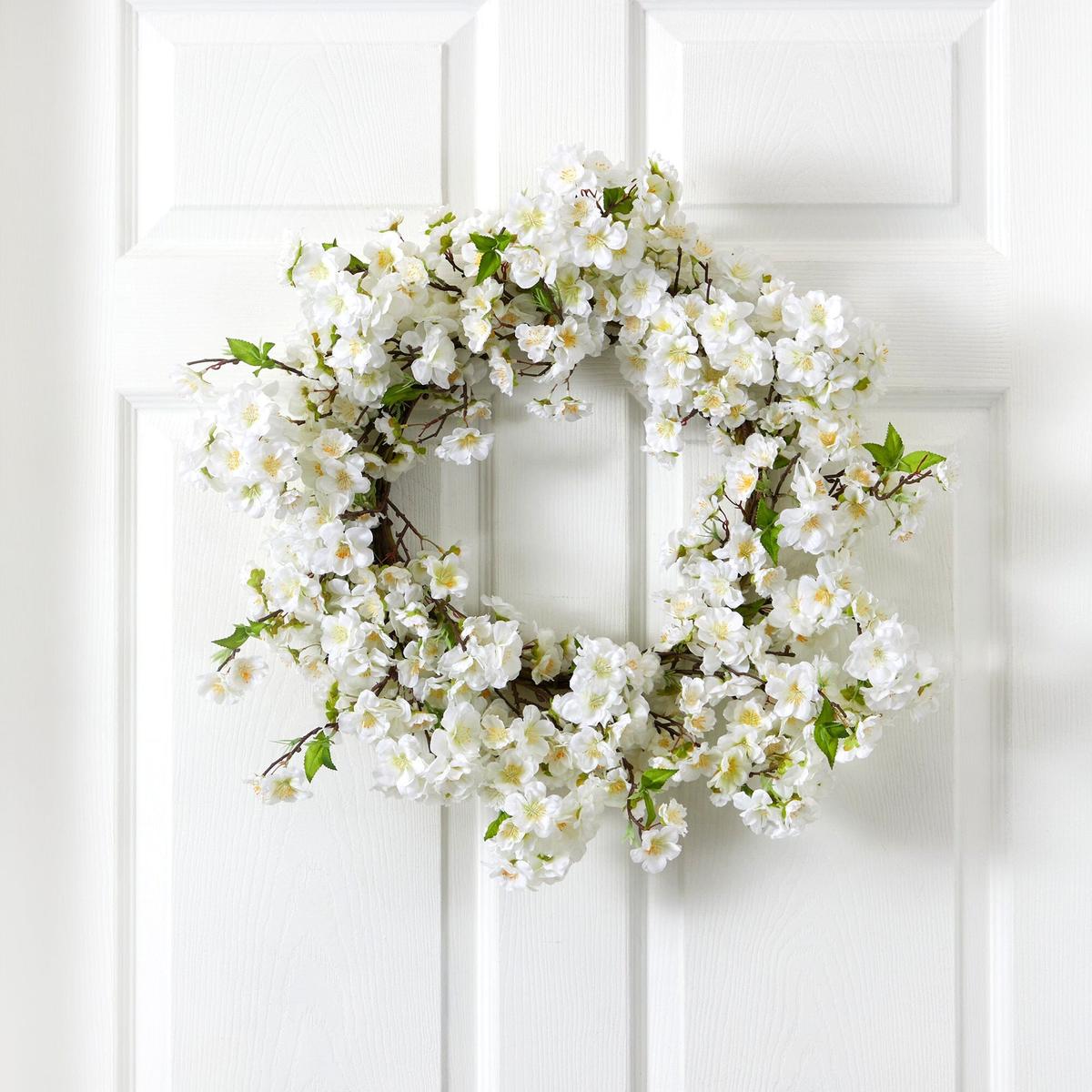 Shop For 24” White Flower Blossom Wreath