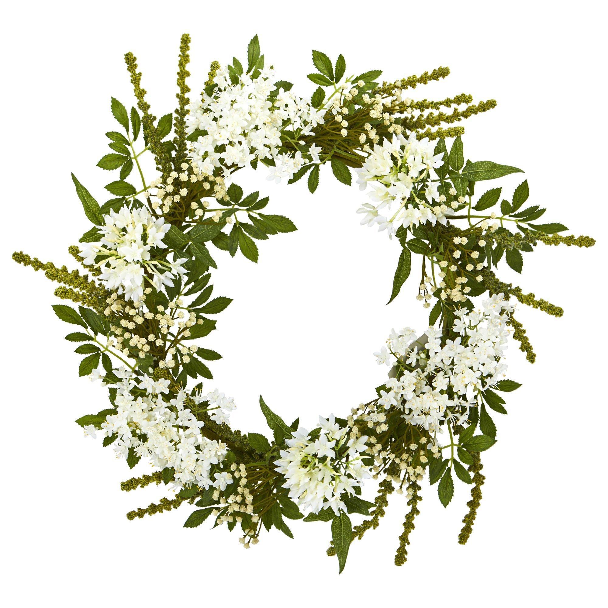 Shop For 24” White Mixed Floral Artificial Wreath