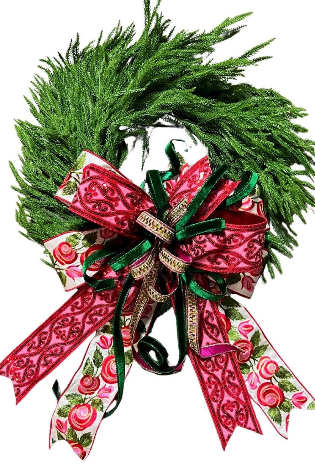 24in Norfolk Pine Wreath w/Bow