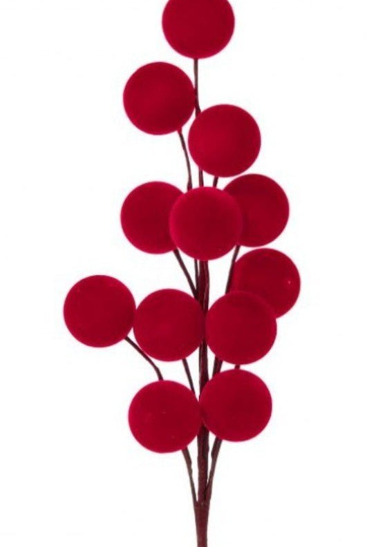Shop For 24inch Flocked Large Berry Spray: Red