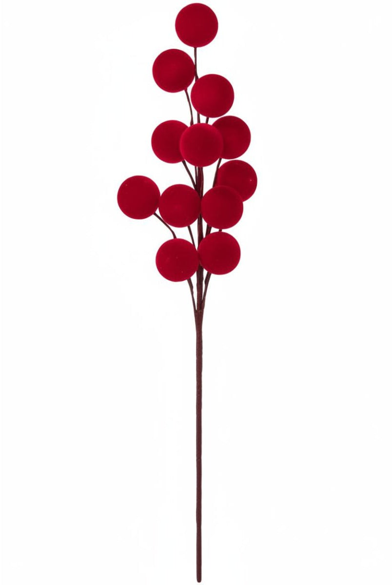 Shop For 24inch Flocked Large Berry Spray: Red