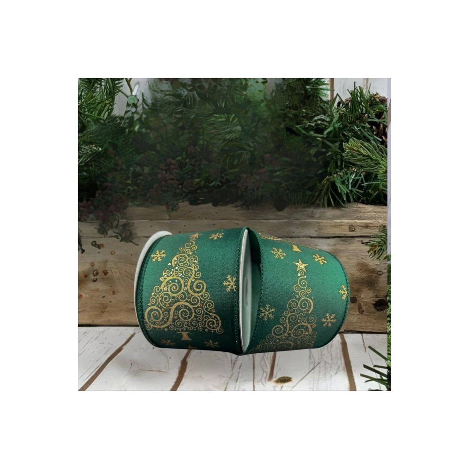 2.5" Abstract Christmas Tree Ribbon: Hunter Green (10 Yards)