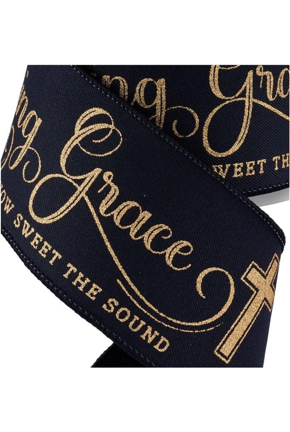 Shop For 2.5" Amazing Grace Ribbon: Black & Gold (10 Yards)