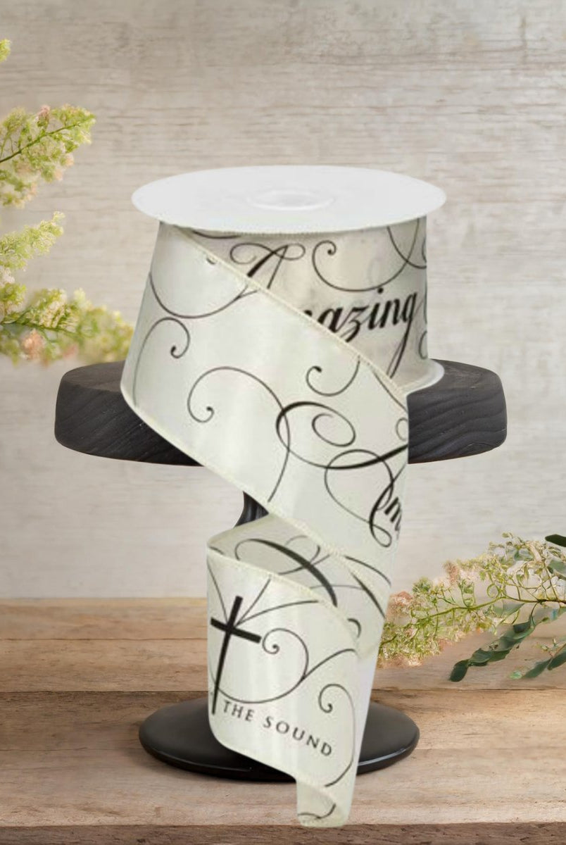 Shop For 2.5" Amazing Grace Ribbon: Ivory & Black (10 Yards)