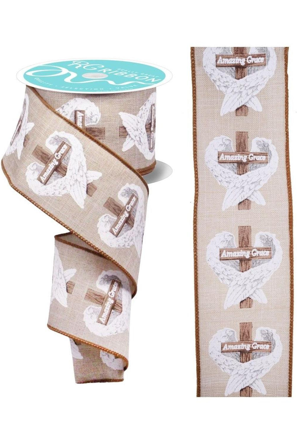 2.5" Amazing Grace Wings Ribbon: Natural (10 Yards)