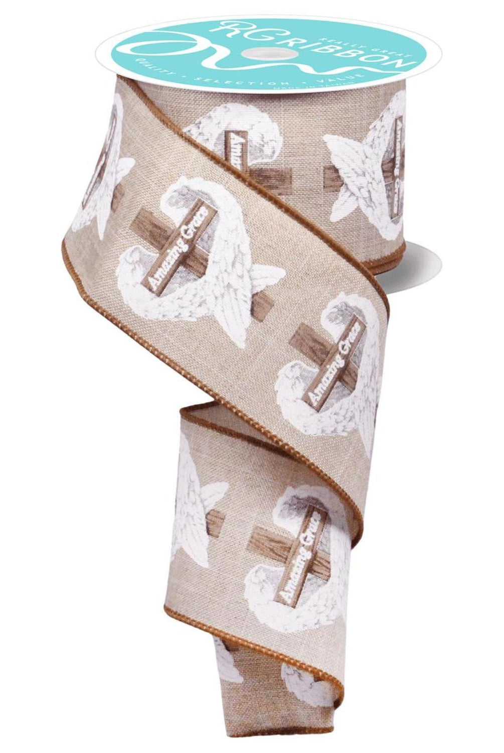 2.5" Amazing Grace Wings Ribbon: Natural (10 Yards)